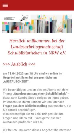 Vorschau der mobilen Webseite www.schulbibliotheken-nrw.de, Landesarbeitsgemeinschaft Schulbibliotheken in NRW e.V.
