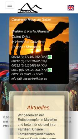 Vorschau der mobilen Webseite www.desert-trekking.eu, Caravane Rose du Sable