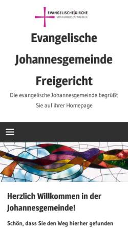 Vorschau der mobilen Webseite www.ek-freigericht.de, Ev. Johannesgemeinde Freigericht
