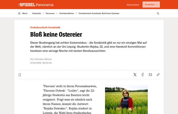 Vorschau von www.spiegel.de, Orchideenfach Sorabistik: Bloß keine Ostereier