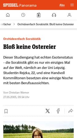 Vorschau der mobilen Webseite www.spiegel.de, Orchideenfach Sorabistik: Bloß keine Ostereier