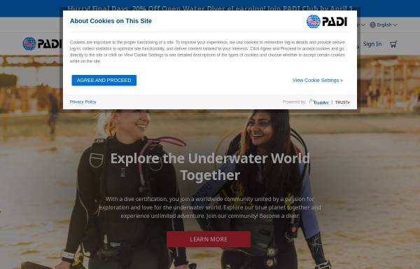 Vorschau von www.padi.com, Professional Association of Diving Instructors (PADI)