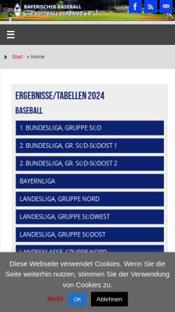 Vorschau der mobilen Webseite www.bbsv.de, Bayerischer Baseball und Softball Verband e.V: