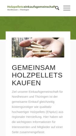 Vorschau der mobilen Webseite www.holzpelletseinkauf-mittelhessen.de, Holzpellets-Einkaufsgemeinschaft Mittelhessen