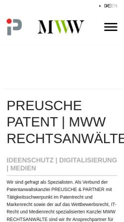 Vorschau der mobilen Webseite www.kanzlei-mww.de, Rechtsanwalt Dr. Jan-Peter Psczolla