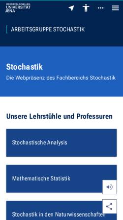 Vorschau der mobilen Webseite www.stochastik.uni-jena.de, Institut für Stochastik der Universität Jena