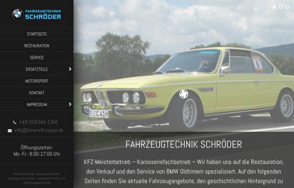 Vorschau von www.bmw-e9-coupe.de, Fahrzeugtechnik Schröder