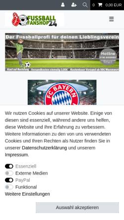 Vorschau der mobilen Webseite www.fussball-fanshop-24.de, Hans Pöhls GmbH