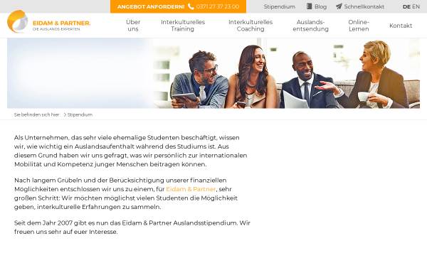 Vorschau von www.eidam-und-partner.de, Eidam & Partner - Auslandsstipendium