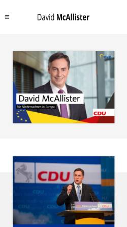 Vorschau der mobilen Webseite www.mcallister.de, David McAllister, Ministerpräsident des Landes Niedersachsen