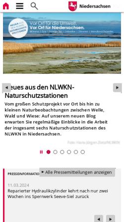 Vorschau der mobilen Webseite www.nlwkn.niedersachsen.de, Niedersächsischer Landesbetrieb für Wasserwirtschaft, Küsten- und Naturschutz (NLWKN)
