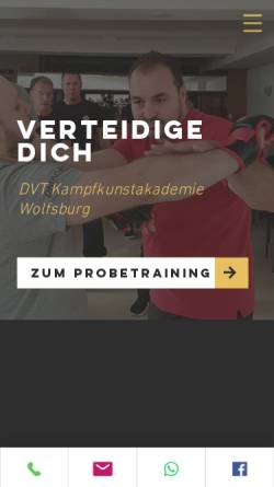 Vorschau der mobilen Webseite www.dvt-wolfsburg.de, DVT Kampfkunstschule Wolfsburg