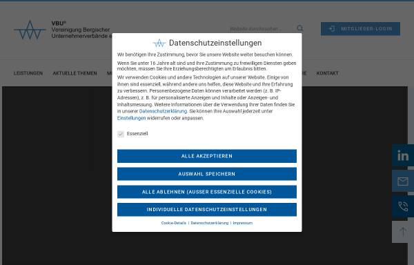 Vorschau von www.vbu-net.de, Vereinigung Bergischer Unternehmerverbände e.V. - VBU