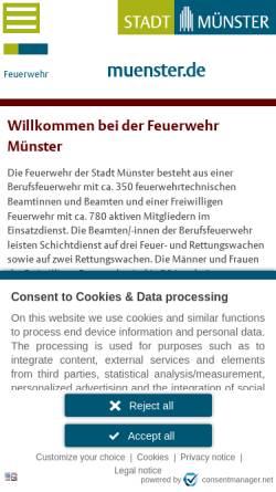 Vorschau der mobilen Webseite www.muenster.de, Stadtfeuerwehrverband Münster e.V.