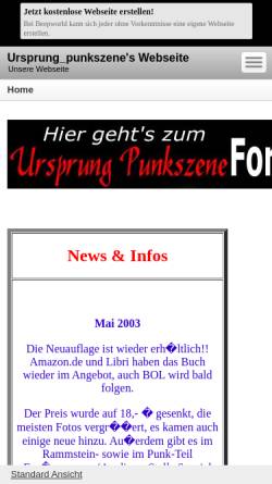 Vorschau der mobilen Webseite ursprung_punkszene.beepworld.de, Rammsteinpunk