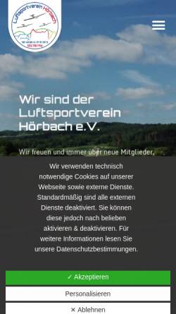 Vorschau der mobilen Webseite www.lsv-hoerbach.de, Luftsportverein Hörbach e.V.