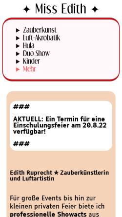 Vorschau der mobilen Webseite www.missedith.de, Miss Edith