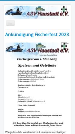 Vorschau der mobilen Webseite www.asv-haustadt.de, Angelsportverein Haustadt e.V.- Angelsport im Saarland