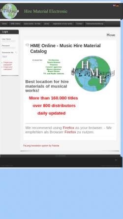Vorschau der mobilen Webseite www.musik-data.at, HME Online - Music Hire Material Catalog