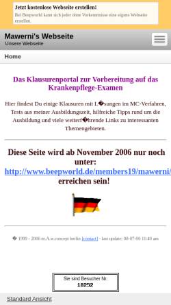 Vorschau der mobilen Webseite mawerni.beepworld.de, Werner, Markus
