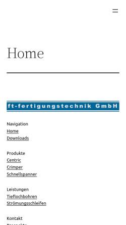 Vorschau der mobilen Webseite www.ft-fertigungstechnik.de, ft-fertigungstechnik GmbH