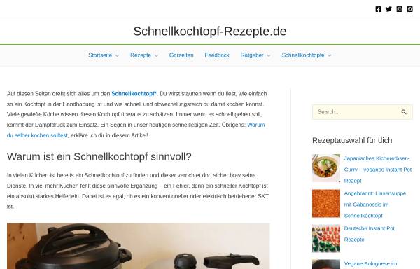 Vorschau von www.schnellkochtopf-rezept.de, Schnellkochtopf kochen