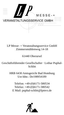 Vorschau der mobilen Webseite www.lp-messebau.de, LP Messe- und Veranstaltungsservice GmbH