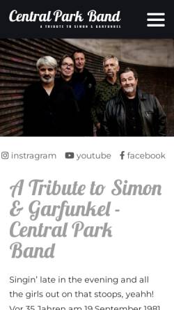 Vorschau der mobilen Webseite www.centralparkband.de, Central Park Band - a Tribute to Simon & Garfunkel