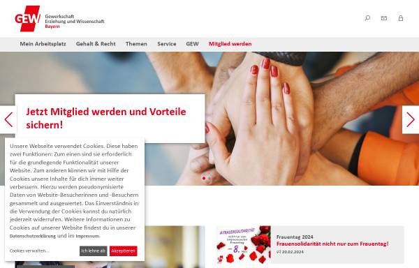 Vorschau von www.gew-bayern.de, Gewerkschaft Erziehung und Wissenschaft [GEW] - Landesverband Bayern
