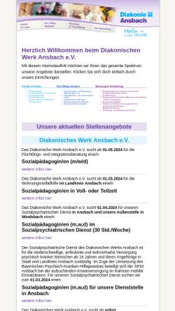 Vorschau der mobilen Webseite www.diakonie-ansbach.de, Diakonisches Werk Ansbach e.V.