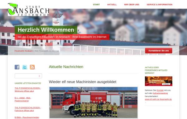 Vorschau von www.feuerwehr-ansbach.de, Freiwillige Feuerwehr Ansbach e.V.
