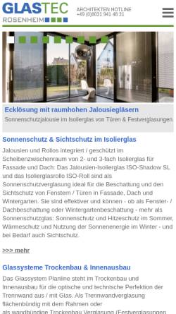 Vorschau der mobilen Webseite www.glastec.com, Rosenheimer Glastechnik GmbH