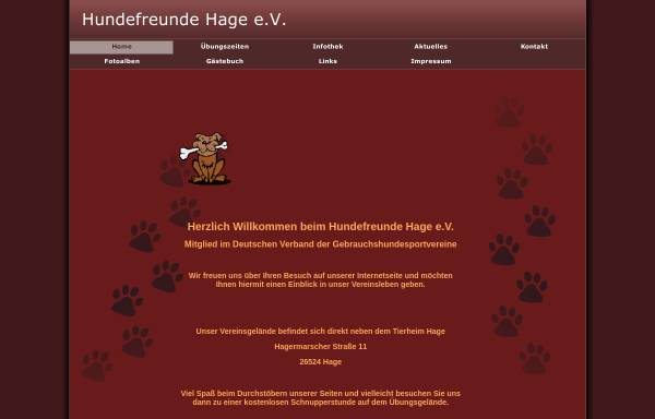 Vorschau von www.hundefreunde-hage.com, Hundefreunde Hage e.V.