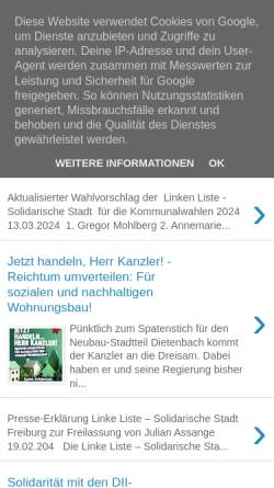 Vorschau der mobilen Webseite www.linke-liste-freiburg.de, Linke Liste Freiburg