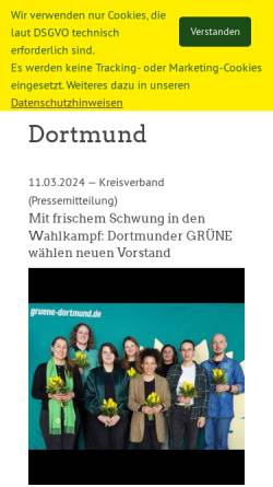 Vorschau der mobilen Webseite www.gruene-dortmund.de, Bündnis 90/Die Grünen, Kreisverband Dortmund