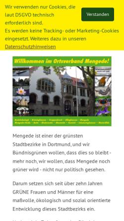 Vorschau der mobilen Webseite www.gruene-mengede.de, Bündnis 90/Die Grünen, Ortsverband Dortmund-Mengede