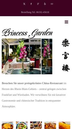 Vorschau der mobilen Webseite chinarestaurant-princessgarden.de, China-Restaurant Princess Garden