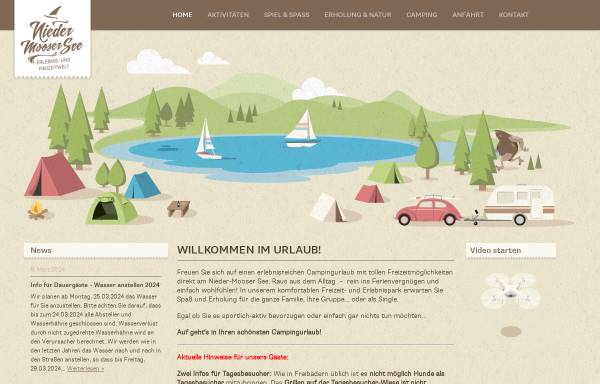 Vorschau von www.camping-nieder-moos.de, Erlebnis- und Freizeitwelt Nieder-Mooser See