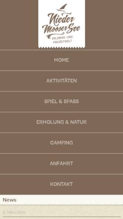 Vorschau der mobilen Webseite www.camping-nieder-moos.de, Erlebnis- und Freizeitwelt Nieder-Mooser See