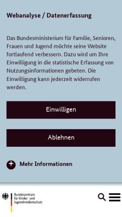 Vorschau der mobilen Webseite www.bundespruefstelle.de, Bundesprüfstelle für jugendgefährdende Medien