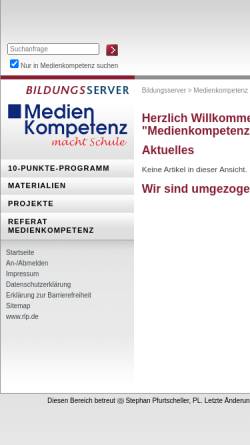 Vorschau der mobilen Webseite medienkompetenz.bildung-rp.de, Medienkompetenz macht Schule in Rheinland-Pfalz