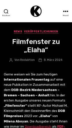 Vorschau der mobilen Webseite www.lernort-kino.de, Lernort Kino