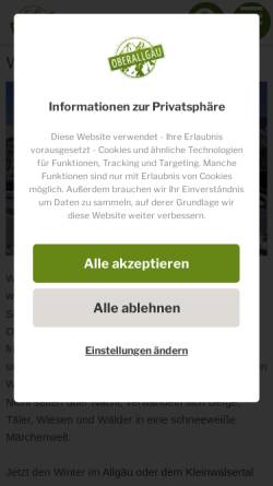 Vorschau der mobilen Webseite www.winterurlaub-allgaeu.de, Allgäu und Kleinwalsertal