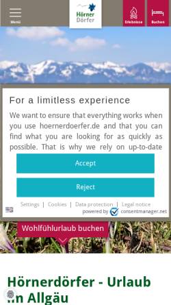 Vorschau der mobilen Webseite www.hoernerdoerfer.de, Hörnerdörfer im Allgäu
