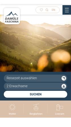 Vorschau der mobilen Webseite www.damuels.at, Damüls im Bregenzerwald