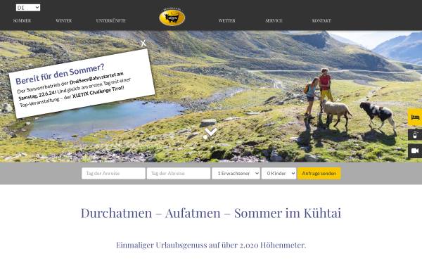 Vorschau von www.schneegarantie.at, Kühtai - Tourismusverband