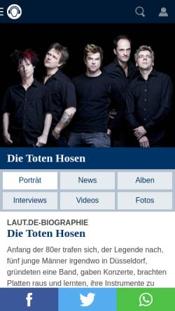 Vorschau der mobilen Webseite www.laut.de, Toten Hosen - Fanpage