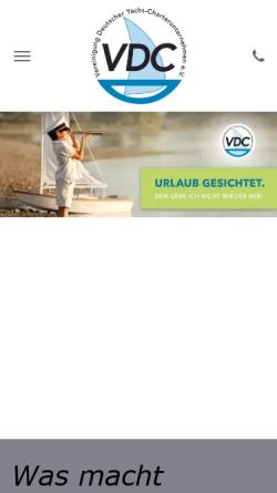 Vorschau der mobilen Webseite www.vdc.de, Vereinigung Deutscher Yacht-Charterunternehmen e. V.