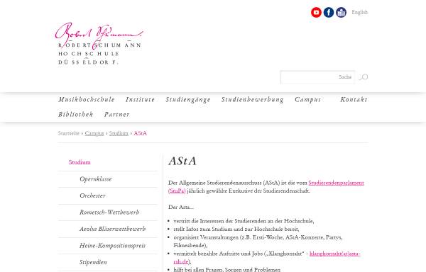 Vorschau von www.asta-rsh.de, AStA der Robert Schumann Hochschule Düsseldorf