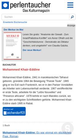 Vorschau der mobilen Webseite www.perlentaucher.de, Mohammed Khair-Eddine